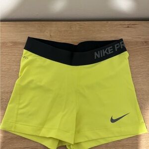 Nike Women's Yellow Pro Shorts